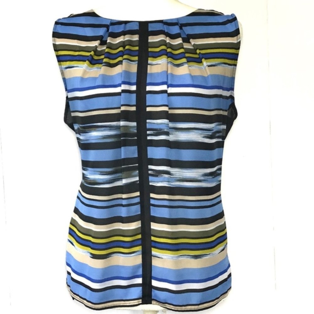 Liz Claiborne Blue & Black Stripped Sleeveless Top